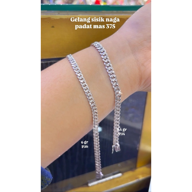 gelang sisik naga mas putih kadar 375 mas muda gelang rantai padat