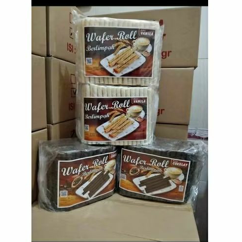 

Wafer roll Berlimpah Coklat Vanila