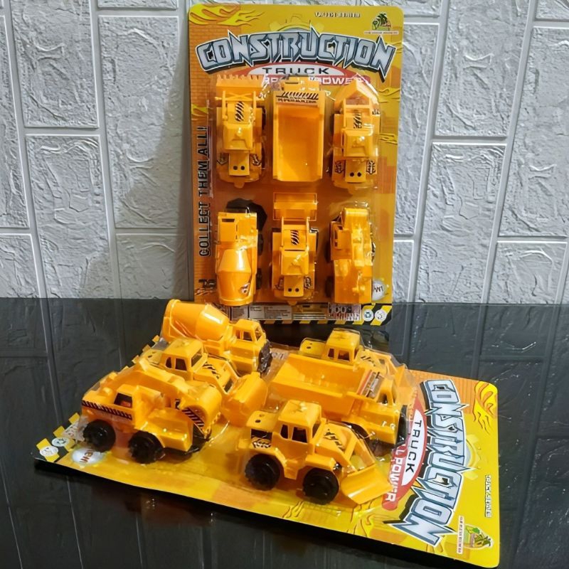 Mainan Set Truck Konstruksi isi 6 pcs Murah Dorong Tarik tanpa Baterai - Mainan Set Mobil Mobilan Mi