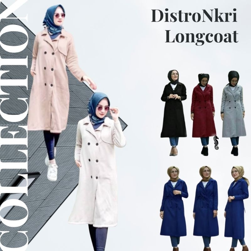 DNKRI - Long Coat Jaket Wanita Long Blazer Tebal Outer Muslimah Umroh Syari Musim Dingin Premium