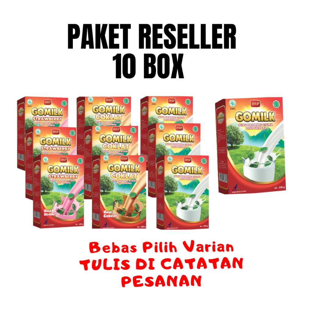 

Paket Reseller 10 Box Paket Hemat Gomilk Susu Kambing Etawa (Free Pilih Hadiah)