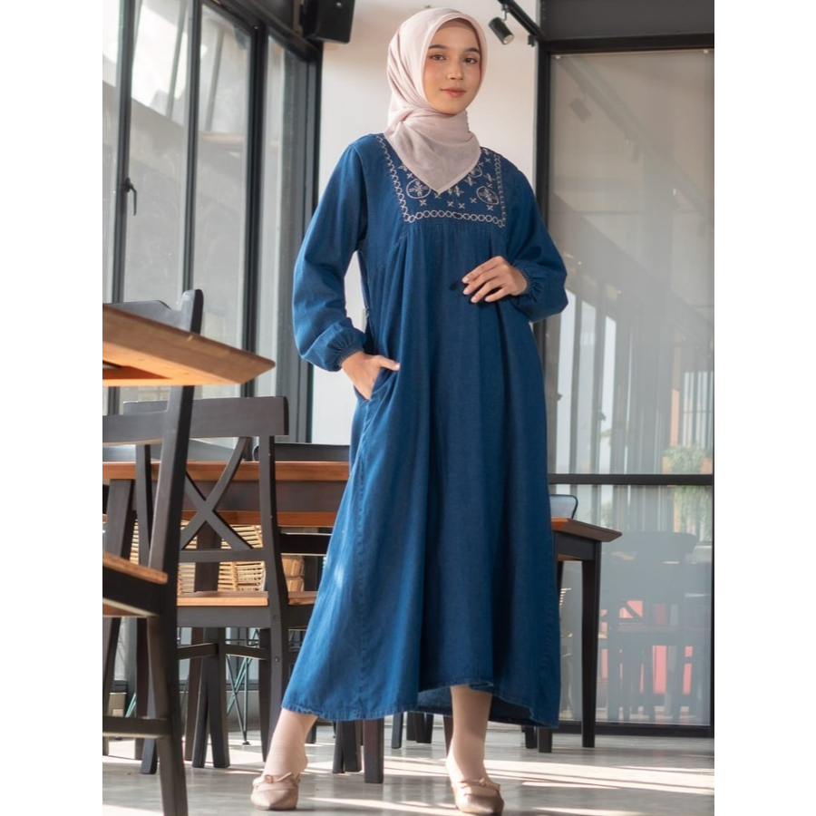 Olla Midi Dress Denim / Midi Dress Jeans Denim