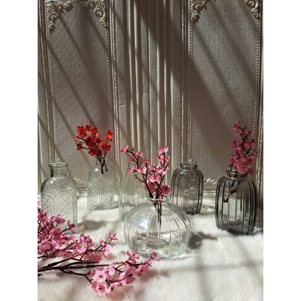 Vas Kaca Korea Vas Bunga Botol Kaca Bening Vas  Kaca Mini Aestetik