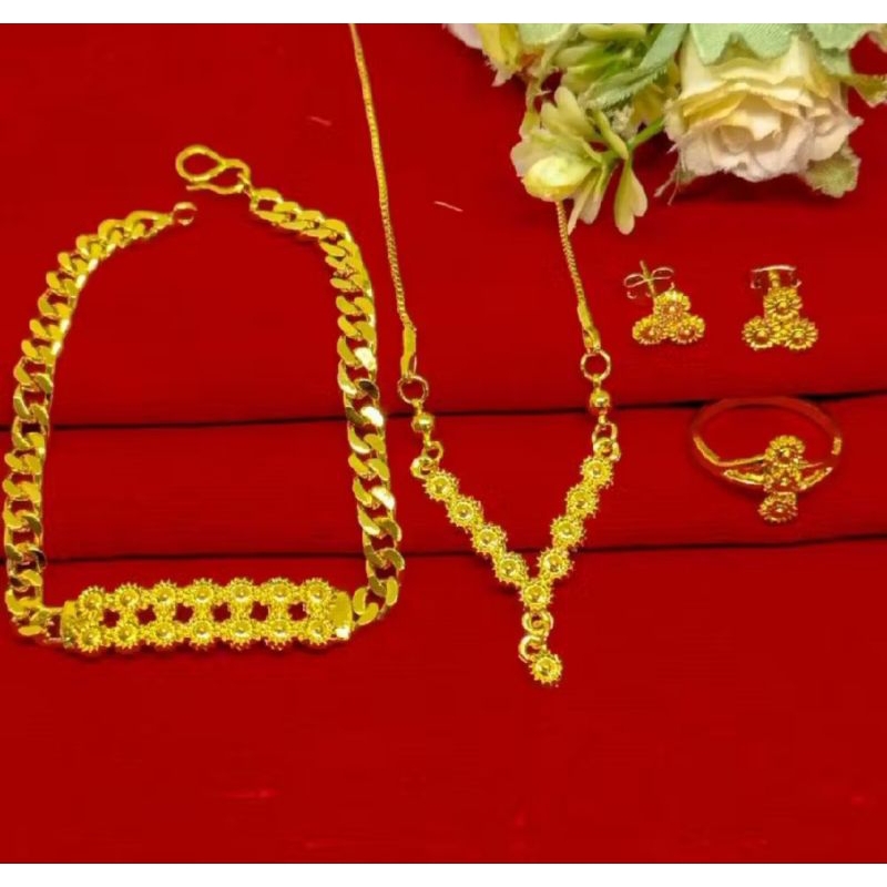 SATU SET PERHIASAN BANGKOK TERBARU LAPIS EMAS 24K