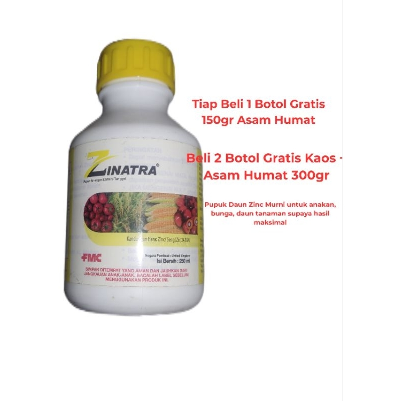 Pupuk Daun Zinatra FMC Zinc Murni 250ml GRATIS TOPI