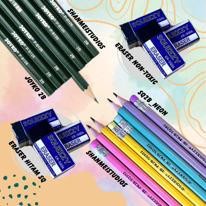 

PENSIL 2B |JOYKO 2B |SQUEEZY 2B |BLACK ERASER |pensil penghapus ujian pensil gambar sketsa penghapus hitam pensil anak pensil sekolah