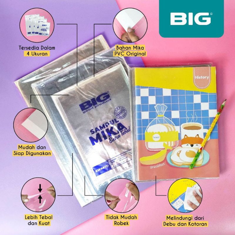 

BIG sampul buku plastik mika tebal 60 mikron (1pack isi 20 pcs)