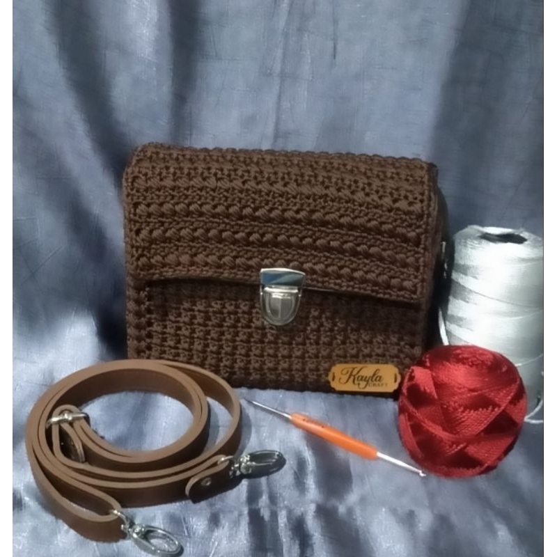 Tas Rajut model Kotak dan Persegi Tas Rajut Selempang Tas Rajut Wanita