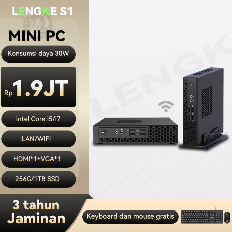LENGKE PC mini Intel i5/i7 baru full set lengkap komputer desktop kantor rumahan berdaya rendah deng