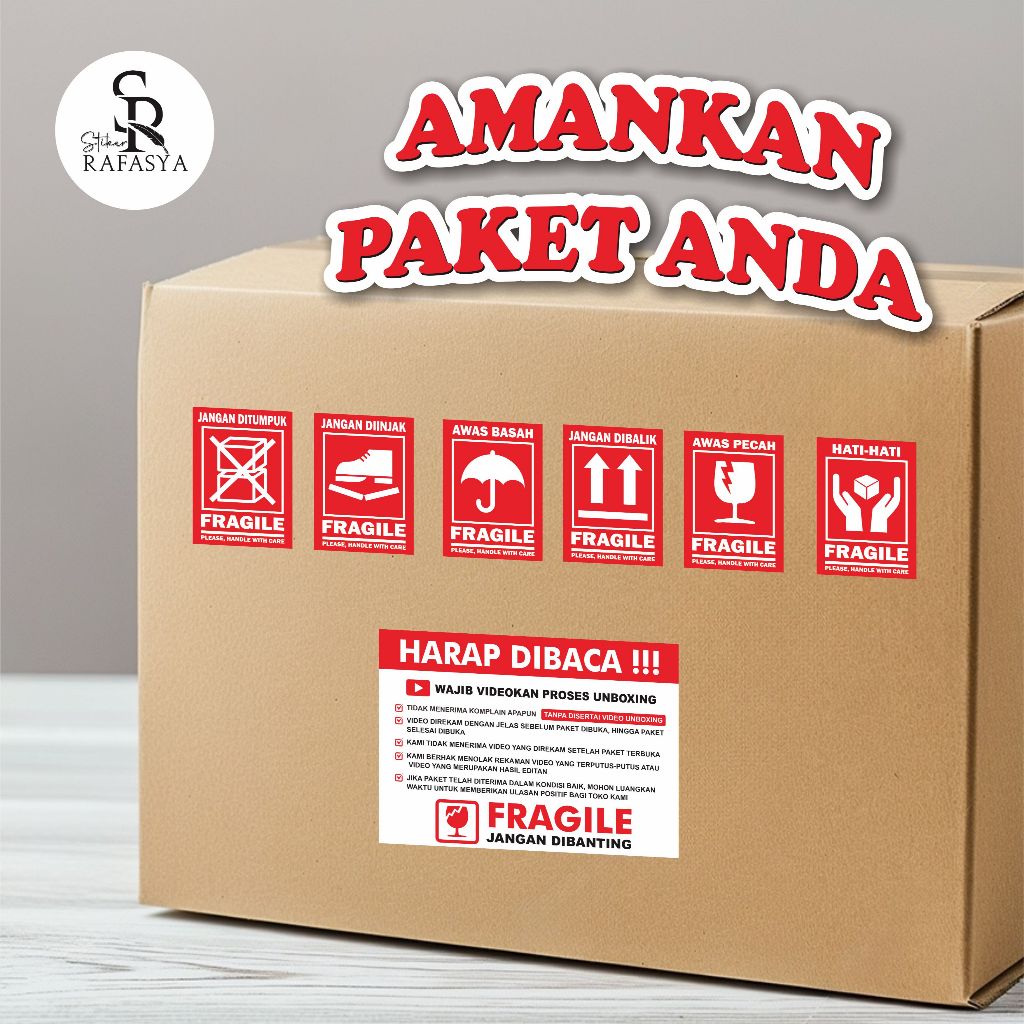

Set Stiker Fraglile / Label Wajib /Stiker Pengiriman Online Shop /Stiker Paket Aman