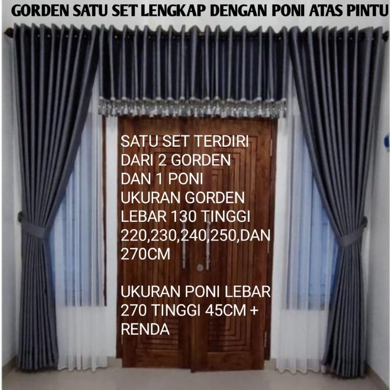 Gorden Jendela Satu Set Lengkap Dengan Poni Atas Pintu Rumbai Hordeng Jendela