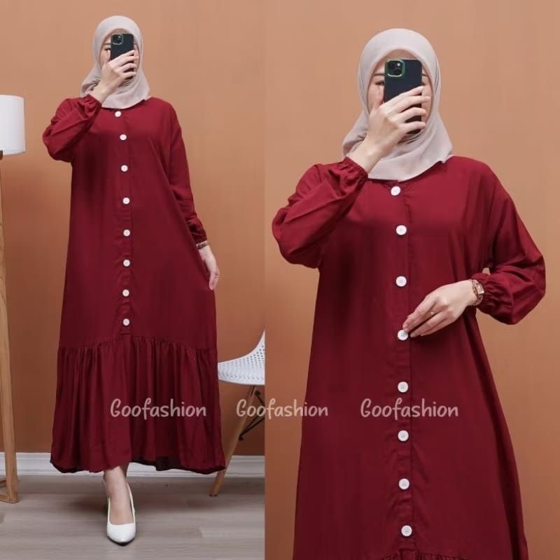 GAMIS WANITA TERBARU LEBARAN 2025 KEKINIAN//GAMIS WANITA POLOS TERBARU FULL KANCING DEPAN/GAMIS IDHU