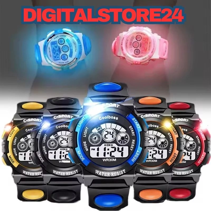 Jam Tangan Anak Laki Laki Anti Air Digital Led Bisa Menyala Bahan Rubber Jam Tangan Anak Laki Laki M