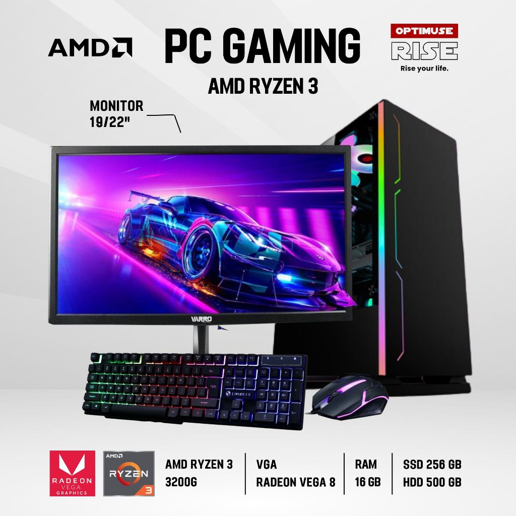 PC RAKITAN GAMING FULLSET AMD RYZEN 3 3200G RAM DDR4 16GB SIAP PAKAI BERGARANSI
