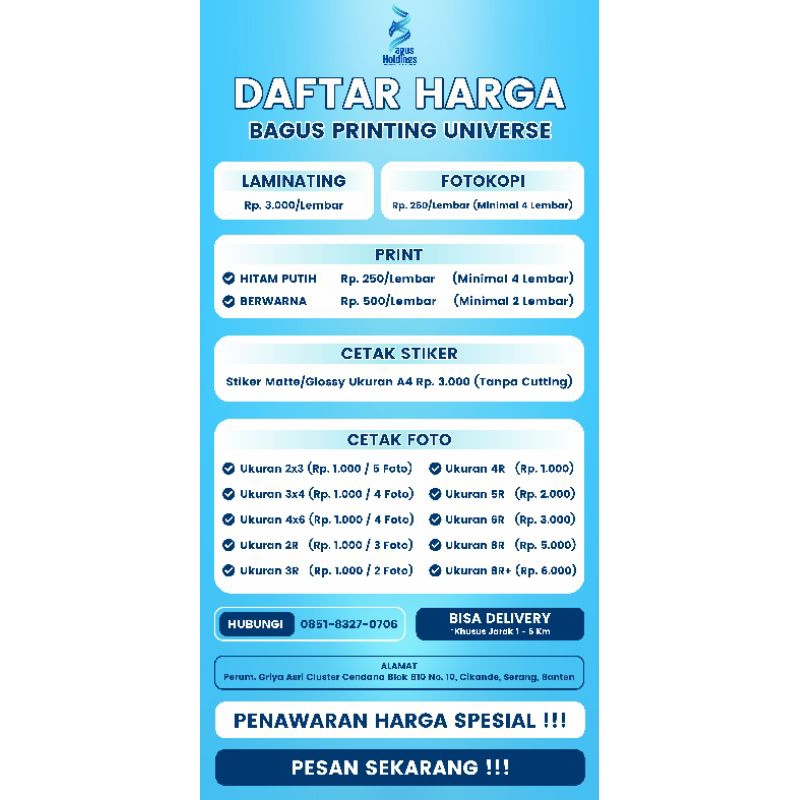 

Print Cetak Dokumen Hitam Putih atau Berwarna Kertas HVS 75 gr / gram