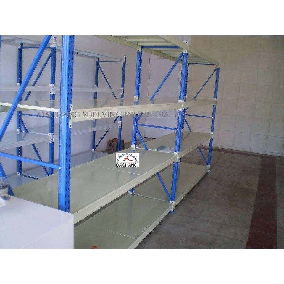 Rak Gudang Besi Baja / Rak Gudang Medium Duty / Rak Gudang Pabrik Industri Tahan Beban 500 Kg Perlev
