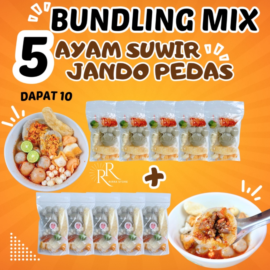 

MIX DAPAT 10 BUNDLING 5 BASO ACI AYAM PEDAS EKONOMIS 5 BASO ACI JANDO PEDAS EKONOMIS