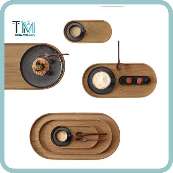 Nampan Kayu Oval / Wooden Serving Tray / Piring Kayu / Nampan Saji / Baki Kayu / Produk CNC