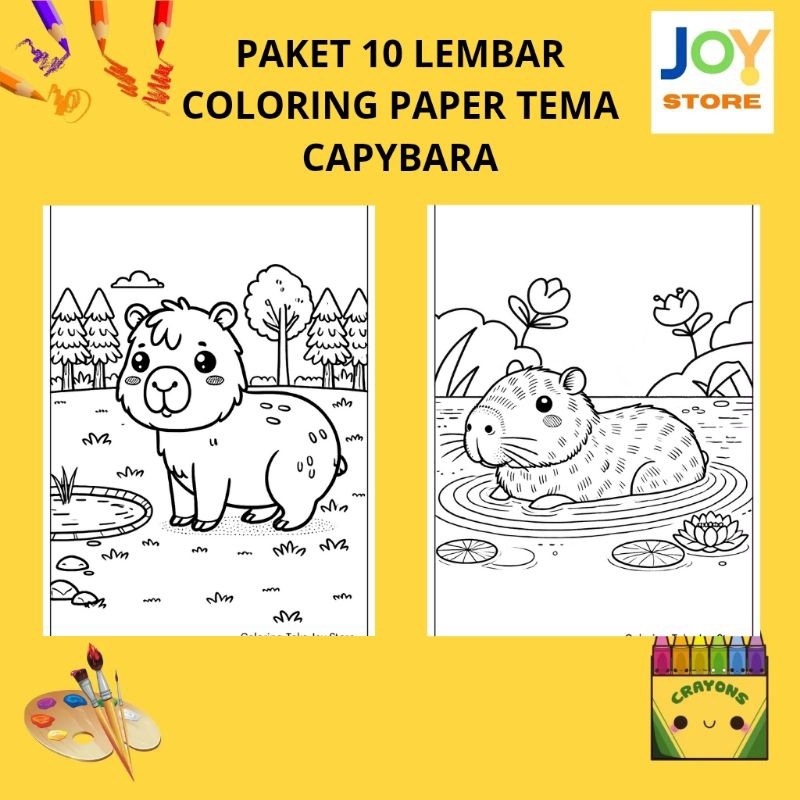 

PAKET 10 Lembar Kertas Gambar Mewarnai Tema Cute Capybara Ukuran A4 150 gsm - Coloring Paper 066