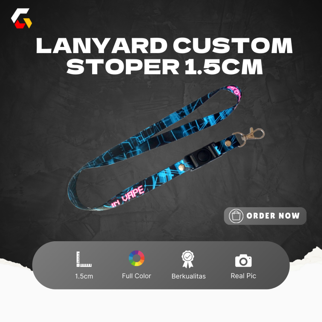 

Tali Lanyard 1.5cm Custom Sublime Printing Full Color Tali Idcard Tali Name Tag Bahan Tissue