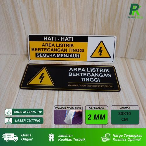 

Signboard Listrik Bertegangan Tinggi Ukuran 30 X 10 Signage Akrilik Hati Hati Area Listrik Bertegangan Tinggi Segera Menjauh