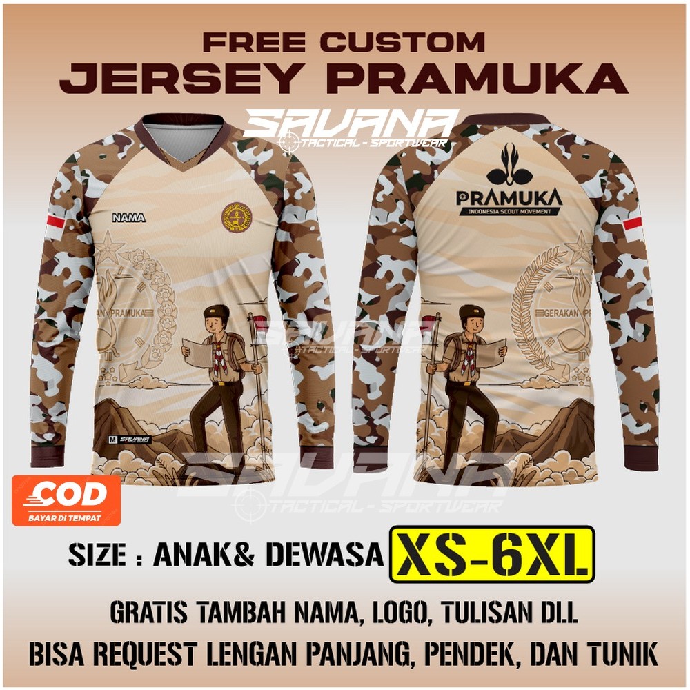 SAVANA - Jersey premium PRAMUKA printing penggalang pdh pdl custom / baju / kaos PR2