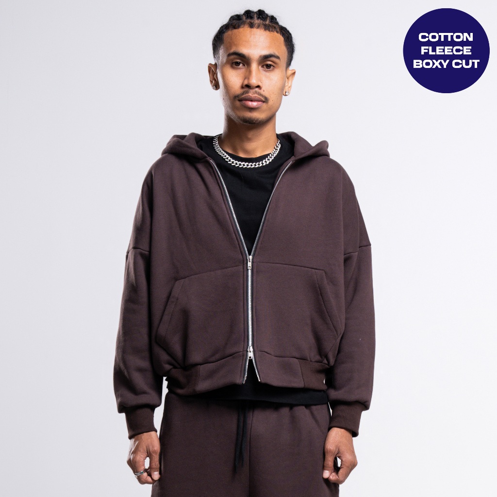 JORN - Hoodie Double Zipper Cokelat / Zipper Hoodie / Zipper / Hoodie Boxy Zipper / Double Zipper /