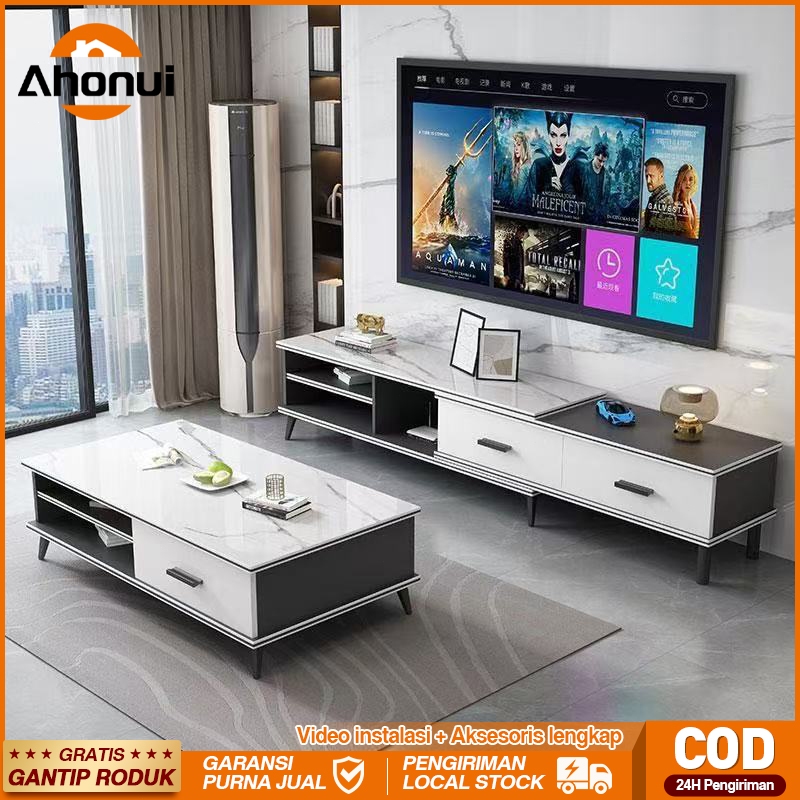 ⭐Bisa ditarik 180-210cm⭐Lemari TV / Meja TV / Rak TV /Lemari TV Teleskopik Apartemen Kecil Bermotif 