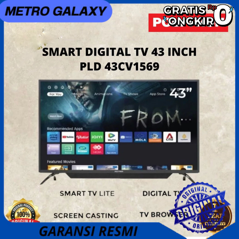 Polytron smart tv 43in 43CV1569 led tv smart tv digital tv 43inch Garansi resmi