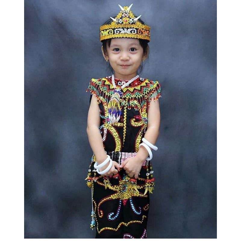 BAJU DAYAK ANAK CEWE TK KALIMANTAN / SET BAJU DAYAK ANAK CEWE TK KALIMANTAN