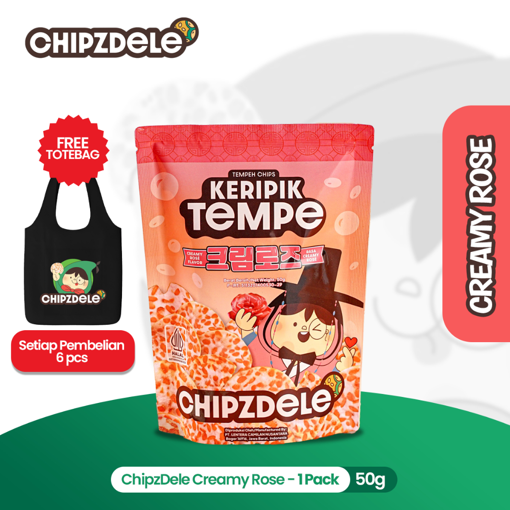 

Chipzdele Keripik Tempe 50 gram Korean Series Rasa Creamy Rose - 1 pack