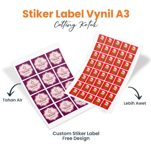 

AREEFAH.PROJECT Cetak Stiker Custom Label Makanan Sticker Segel Kemasan Produk Kue Nama Botol Minuman Vinyl A3+