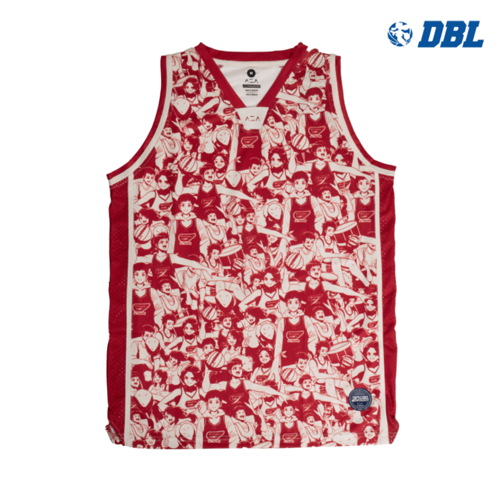 DBL x AZA Blaze Manga Series - Jersey Basket Pria dan Wanita Maroon