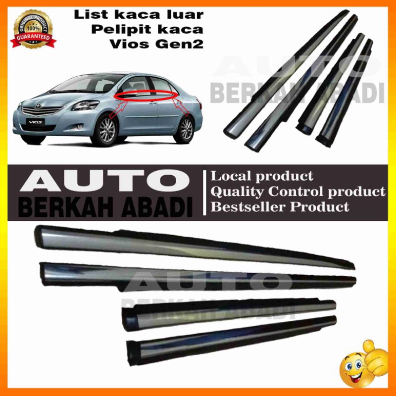 pelipit kaca/list kaca vios gen2 1set 4pcs (karet list kaca pelipit luar vios gen2)