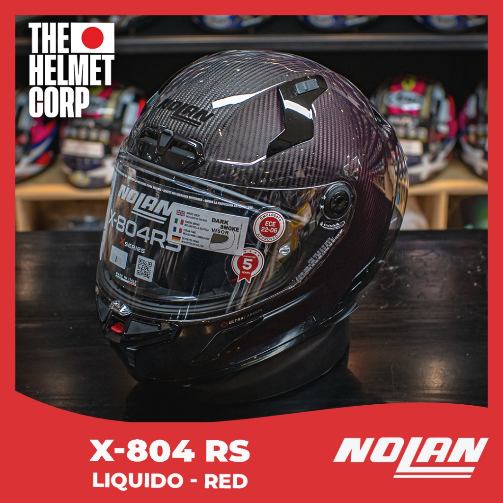 NOLAN X804RS ULTRA CARBON LIQUIDO RED FULL FACE HELMET CARBON ORIGINAL