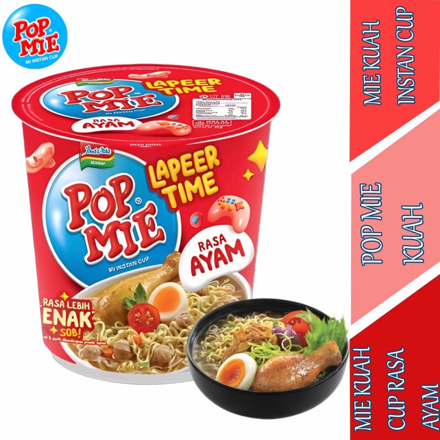 

Mie Kuah Cup Rasa Ayam - Pop Mie - Mie Kuah Instan Cup - 75gr