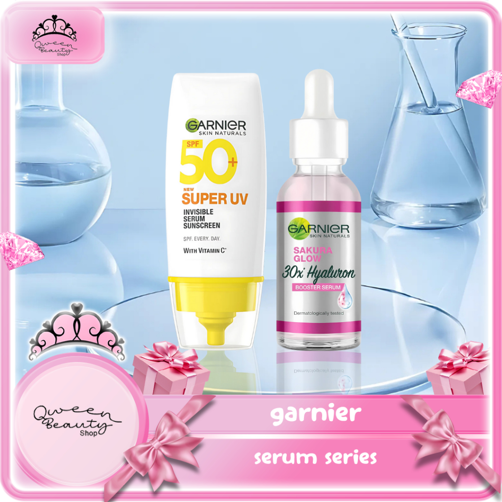 Garnier Serum Series | Sakura Glow 30x Hyaluron Booster Serum | SPF 50+ Super UV Serum Sunscreen