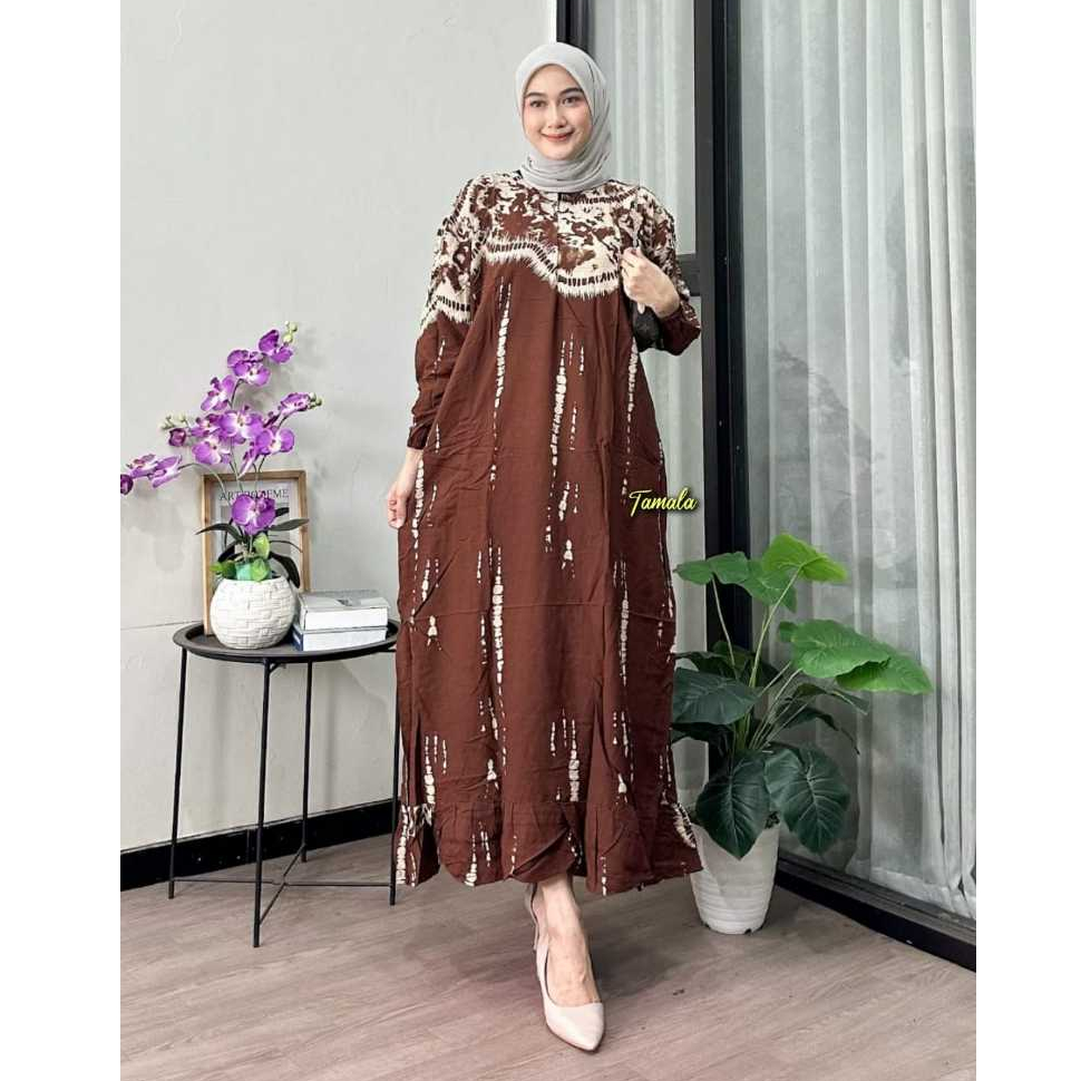 Daster Dress Rayon Rempel Busui Lengan Panjang Homedress Batik Pekalongan ori