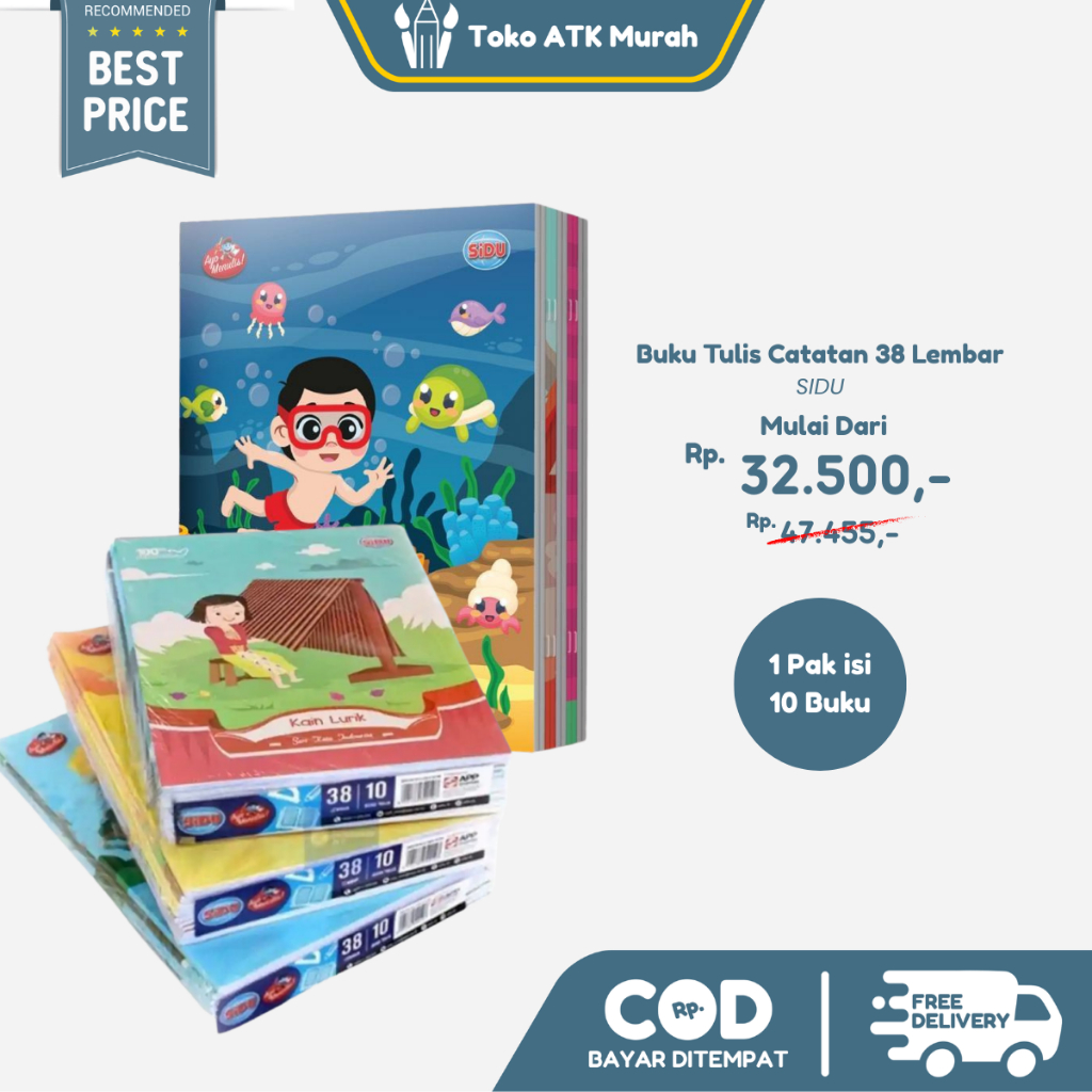 

Buku Tulis SIDU Sinar Dunia 38 Lembar 1 Pak isi 10 - Buku Sekolah Skola