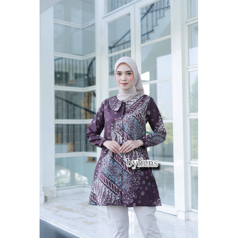Baju Tunik Batik Wanita Atasan Tunik Batik Kerja Wanita
