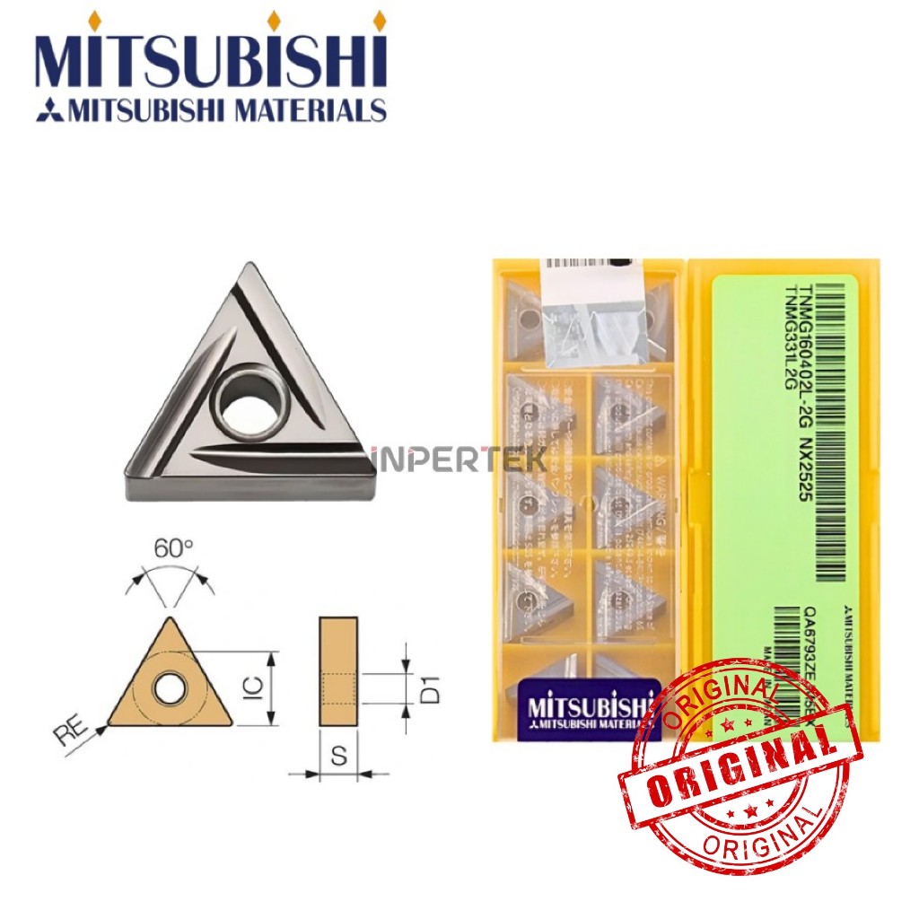 Insert TNMG 160402L-2G MITSUBISHI ORIGINAL Insert Bubut TNMG 16 04 02 TNMG160402L-2G Kiri