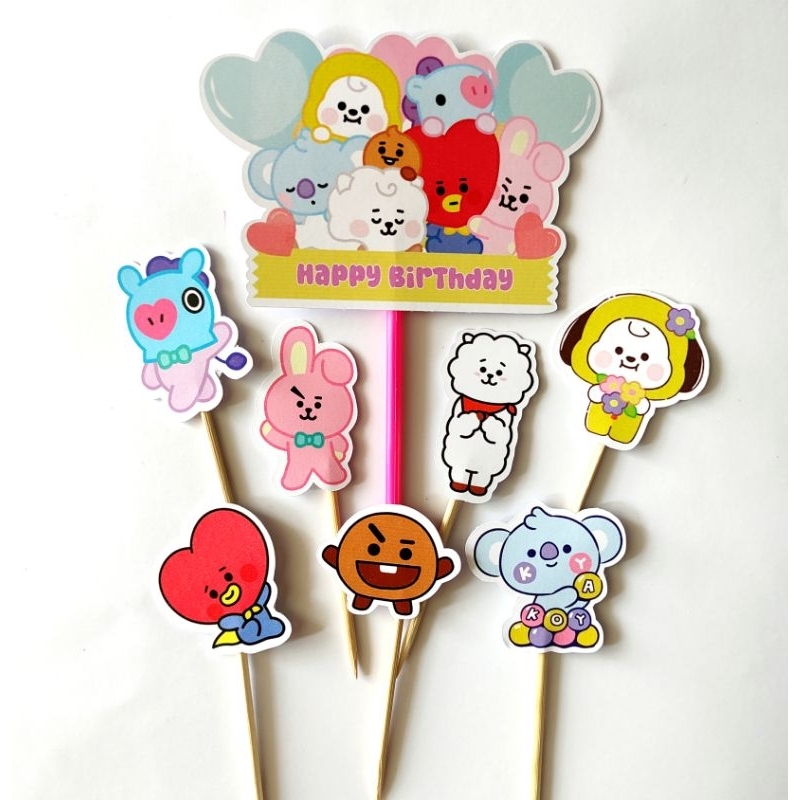 TOPPER BT21 / TOPPER KUE BT21 / CAKE TOPPER BT21 / CUPCAKE TOPPER BT21 / HIASAN KUE BT21 / TOPPER KU