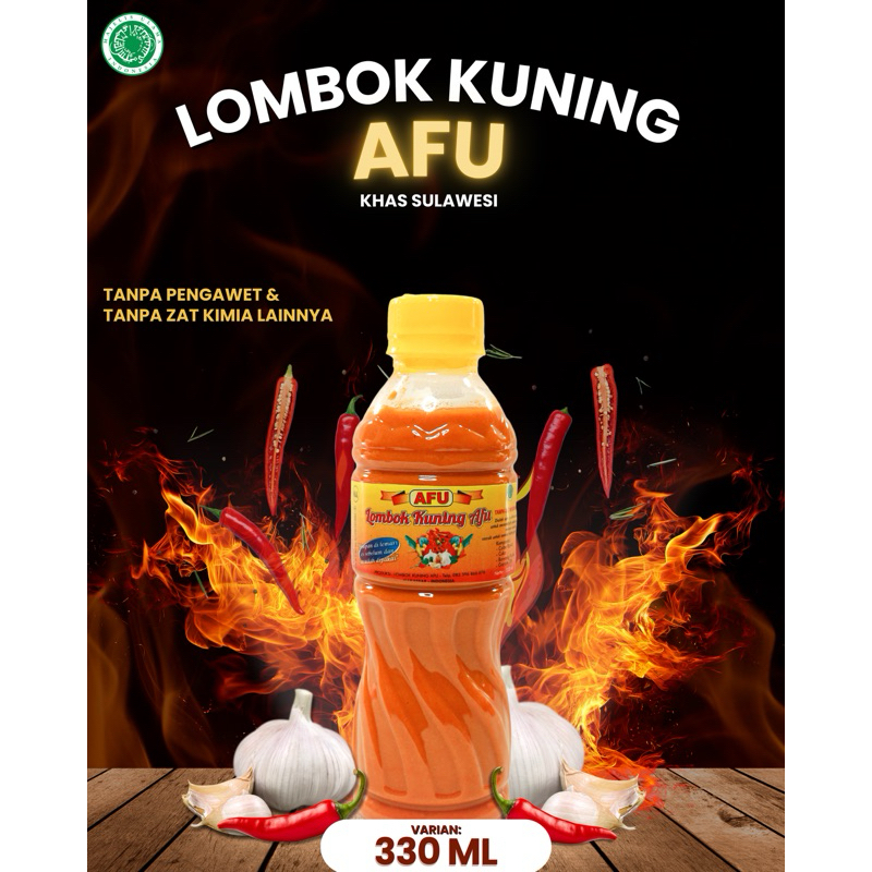 

PRODUSEN Lombok Kuning AFU 330ml DEPKES MUI HALAL Khas Makassar Lombok Sulawesi OlehOleh Sambal Saos