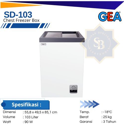 Chest Freezer GEA SD-103 Pintu Kaca Sliding Cooling Box 100 Liter / Freezer GEA 100 Liter