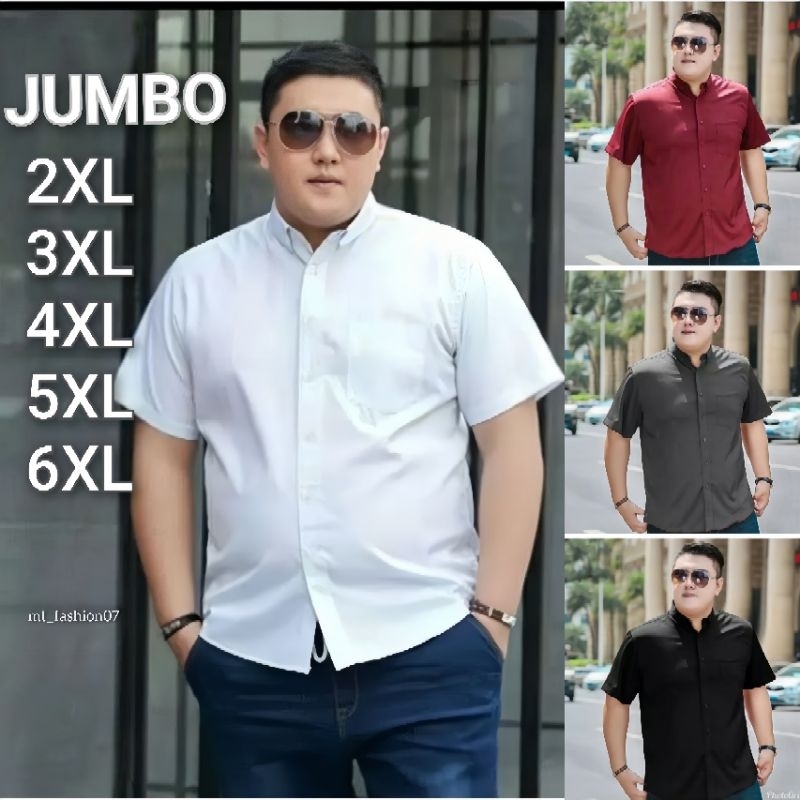 (BIG SIZE JUMBO) Kemeja Pria Polos Pendek/Kemeja Kasual lengan pendek