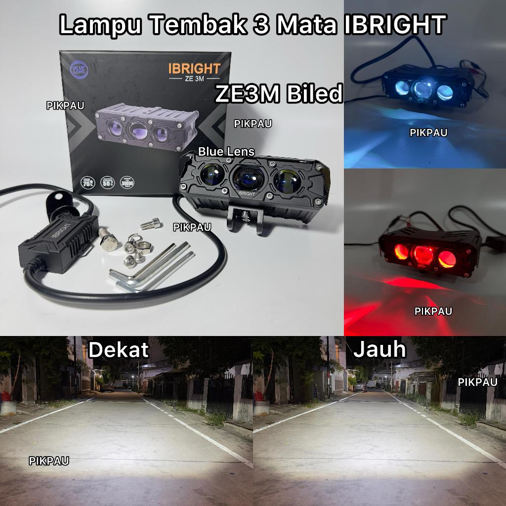 IBRIGHT ZE3M - Lampu Tembak Biled 3 Mata Laser Waterproof
