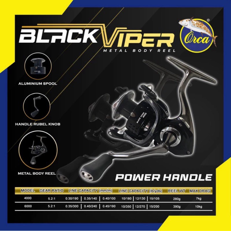 Reel Spinning Orca Black Viper