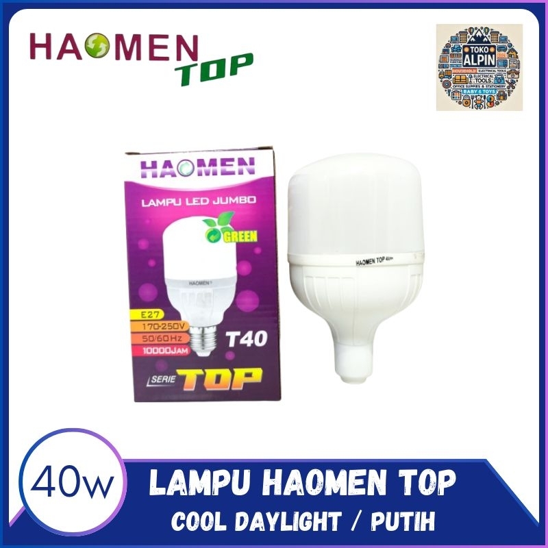 Lampu LED Bohlam Bulat Haomen 40w - Haomen Top T BULB 6500K Putih 40 Watt
