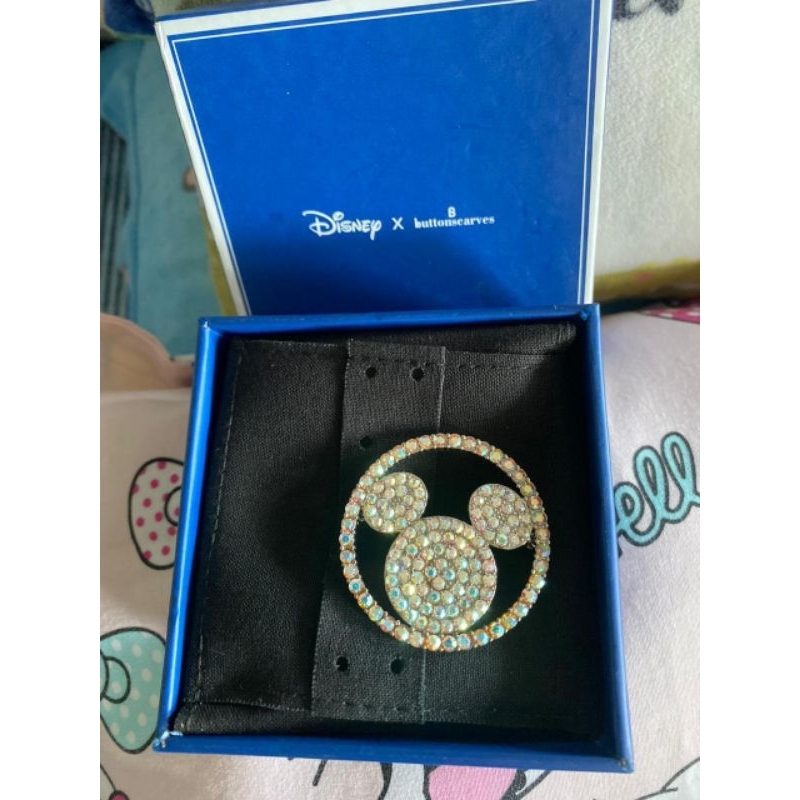 Round Silver Buttonscarves Brooch Disney Mickey The Dream Park baru dan siap kirim
