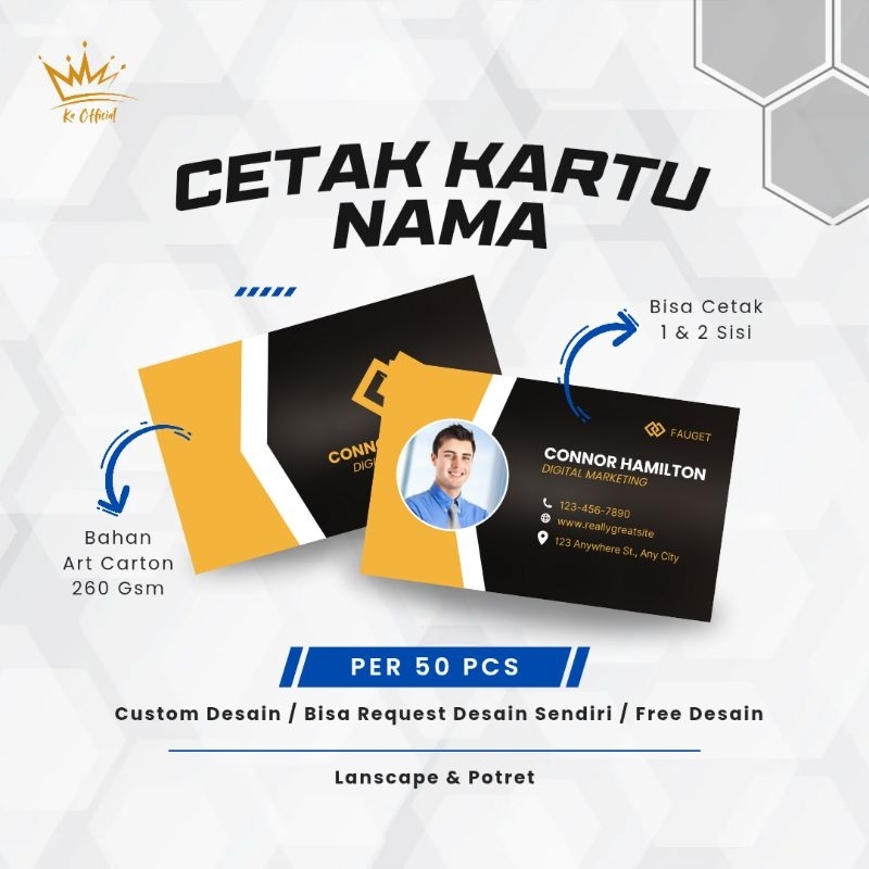 CETAK KARTU NAMA | CUSTOM DESAIN (Free Desain) - ART CARTON 260 gsm